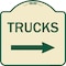 Signmission Trucks Trucks With Right Arrow Heavy-Gauge Aluminum Architectural Sign, 18" x 18", TG-1818-22780 A-DES-TG-1818-22780 - alternate 1